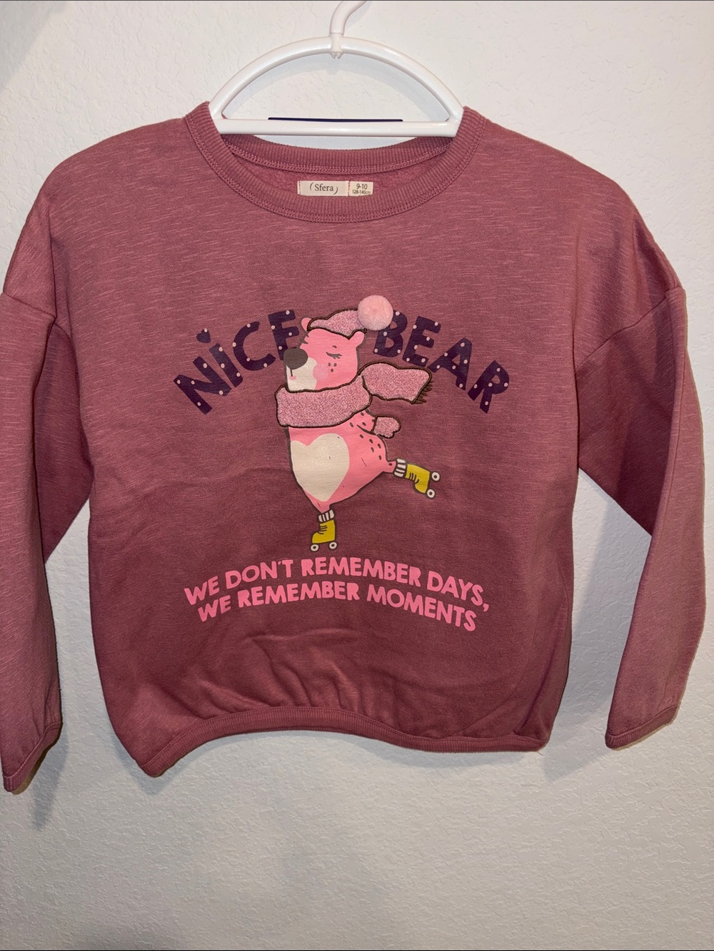 Girls Mauve Pink 'Nice Bear' Graphic Sweatshirt